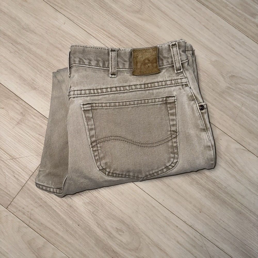 Vintage Lee Tan Denim Jeans Regular Fit Straight Leg Cotton Mens Size 36x30